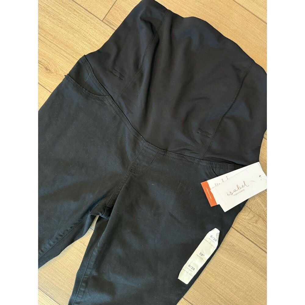 Isabel Maternity Women’s Crossover Panel Maternity Skinny 28 Jeans Black 6 NWT - Picture 6 of 7